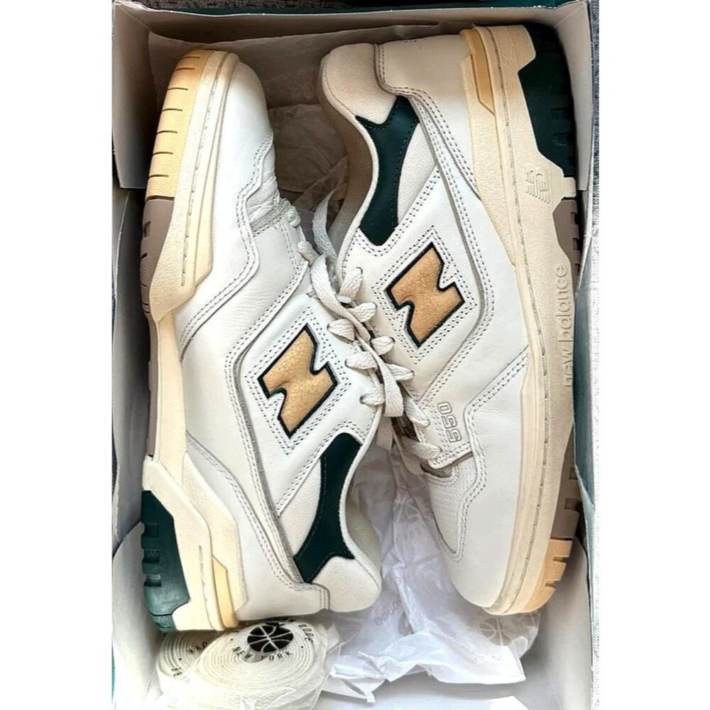 Aimé Leon Dore x New Balance 550 White Forest Green Gold Size 9 Men's With Box